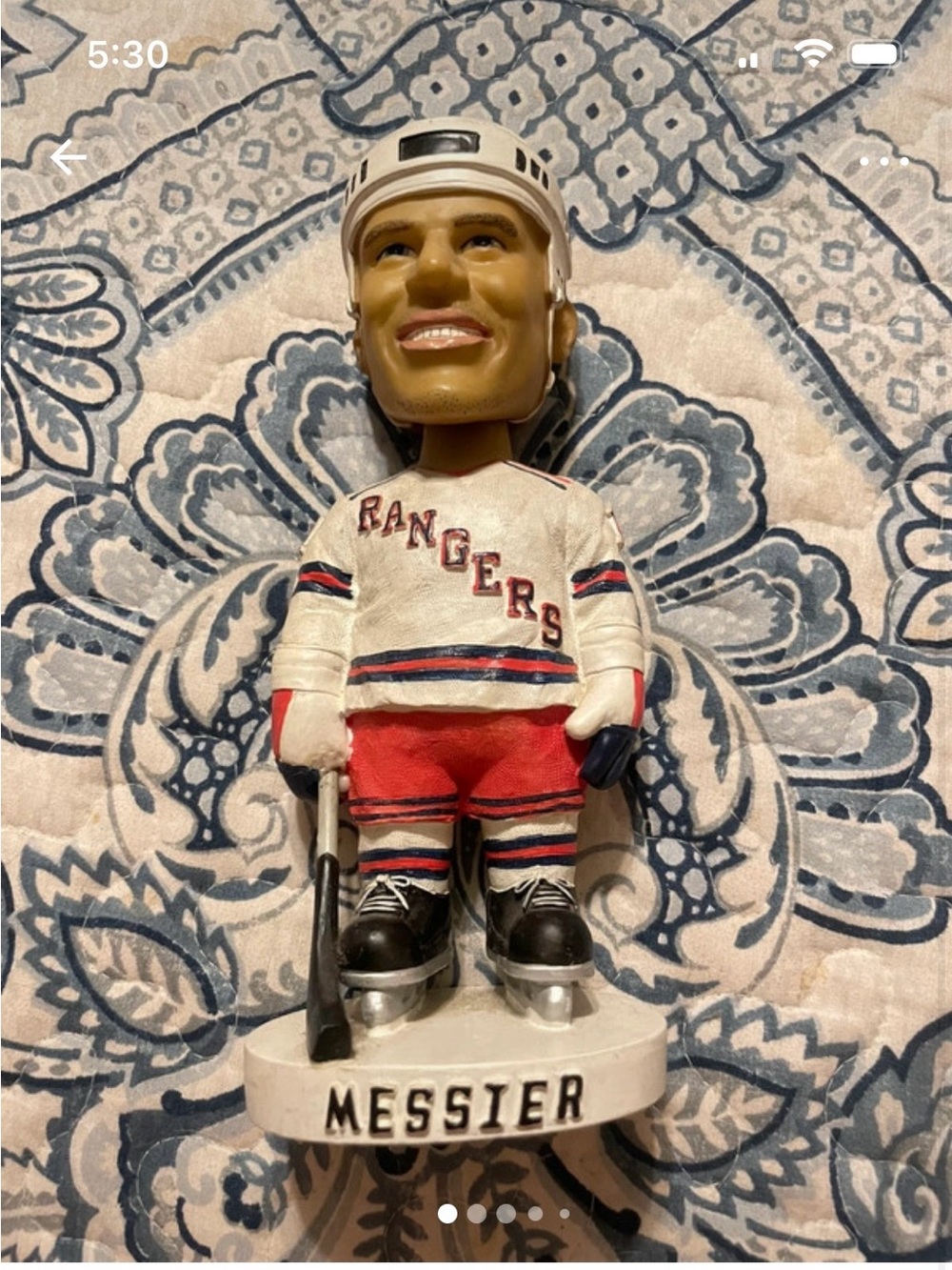 Vintage Rangers Hockey Bobblehead in White and Red